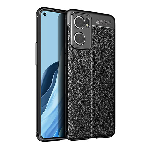 Coque Silicone Gel Motif Cuir Housse Etui pour Oppo Find X5 Lite 5G Noir