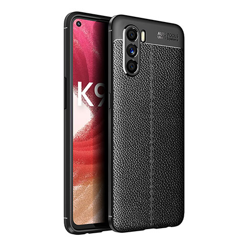 Coque Silicone Gel Motif Cuir Housse Etui pour Oppo K9 Pro 5G Noir