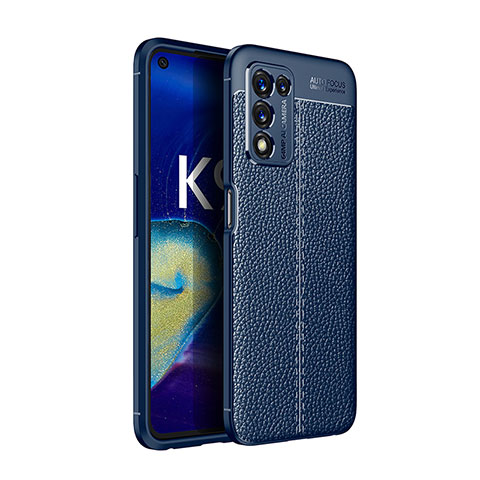 Coque Silicone Gel Motif Cuir Housse Etui pour Oppo K9S 5G Bleu