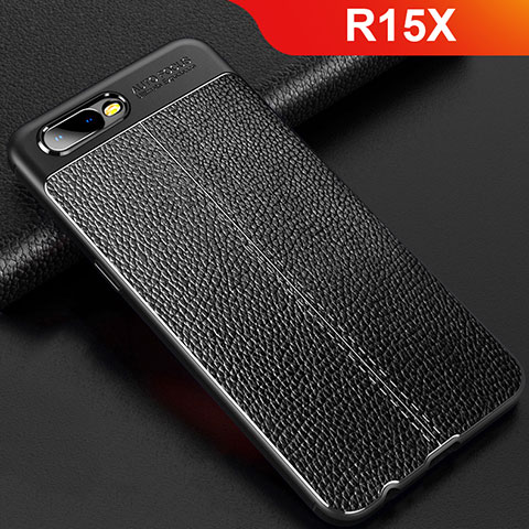 Coque Silicone Gel Motif Cuir Housse Etui pour Oppo R15X Noir