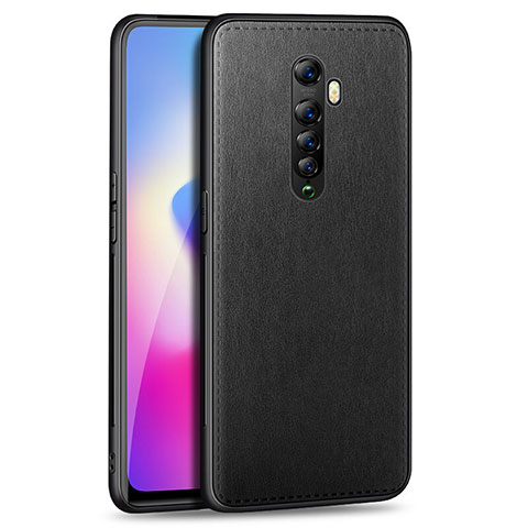 Coque Silicone Gel Motif Cuir Housse Etui pour Oppo Reno2 Noir