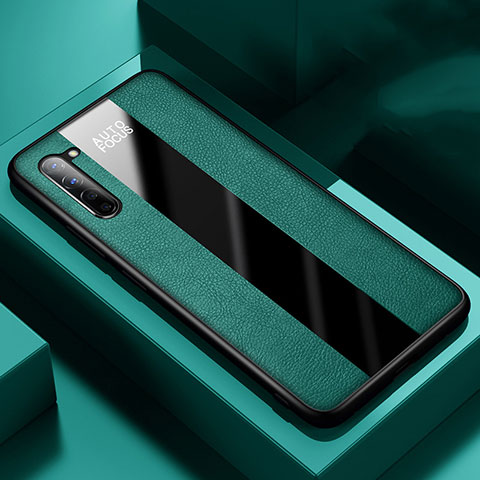 Coque Silicone Gel Motif Cuir Housse Etui pour Oppo Reno3 Vert