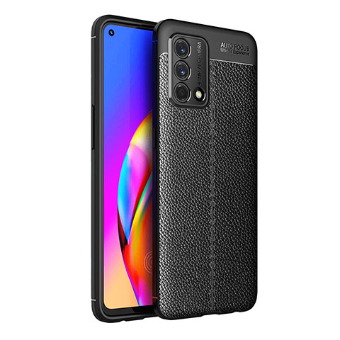 Coque Silicone Gel Motif Cuir Housse Etui pour Oppo Reno6 Lite Noir