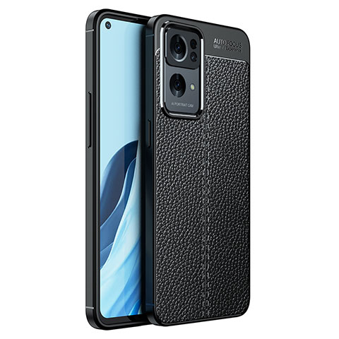 Coque Silicone Gel Motif Cuir Housse Etui pour Oppo Reno7 Pro 5G Noir