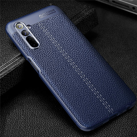 Coque Silicone Gel Motif Cuir Housse Etui pour Realme 6 Bleu