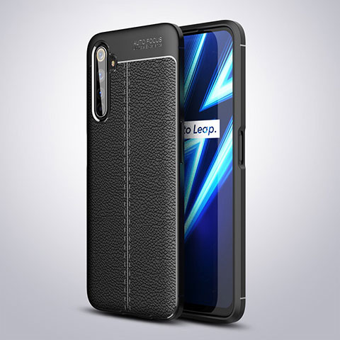 Coque Silicone Gel Motif Cuir Housse Etui pour Realme 6 Pro Noir