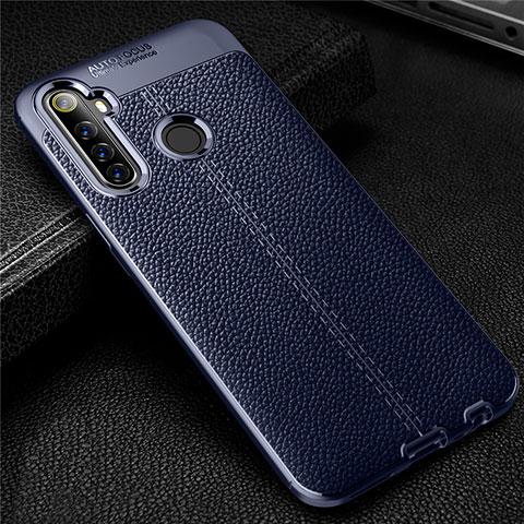 Coque Silicone Gel Motif Cuir Housse Etui pour Realme 6i Bleu