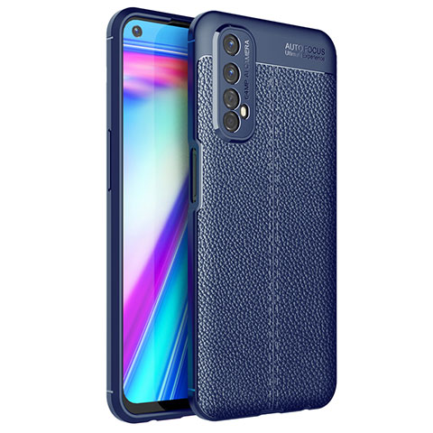 Coque Silicone Gel Motif Cuir Housse Etui pour Realme 7 Bleu