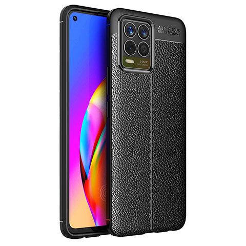 Coque Silicone Gel Motif Cuir Housse Etui pour Realme 8 Pro Noir