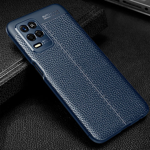 Coque Silicone Gel Motif Cuir Housse Etui pour Realme 9 5G India Bleu