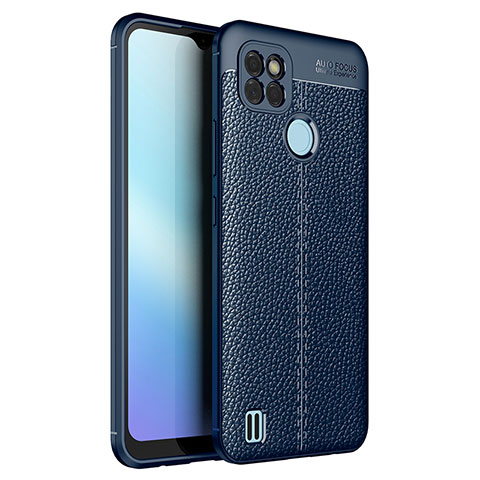 Coque Silicone Gel Motif Cuir Housse Etui pour Realme C21Y Bleu