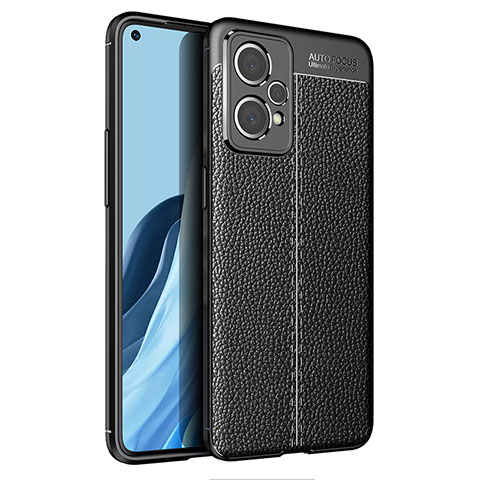 Coque Silicone Gel Motif Cuir Housse Etui pour Realme Narzo 50 Pro 5G Noir