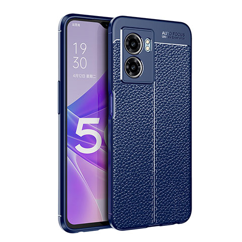 Coque Silicone Gel Motif Cuir Housse Etui pour Realme Q5i 5G Bleu