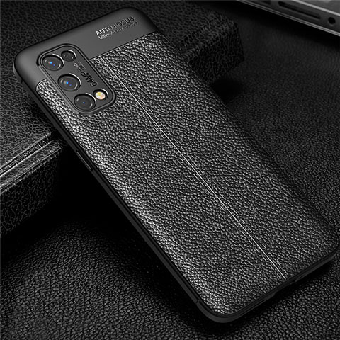 Coque Silicone Gel Motif Cuir Housse Etui pour Realme V15 5G Noir