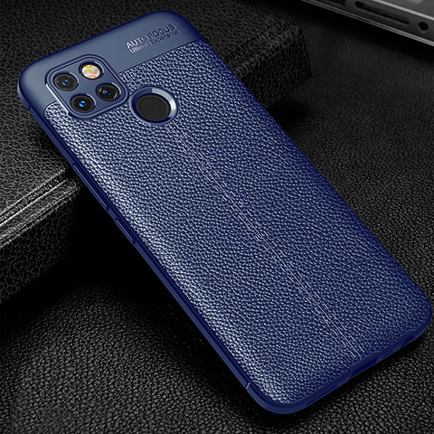 Coque Silicone Gel Motif Cuir Housse Etui pour Realme V3 5G Bleu