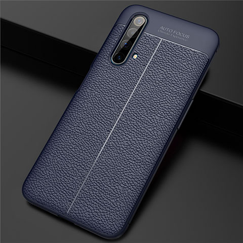 Coque Silicone Gel Motif Cuir Housse Etui pour Realme X3 Bleu