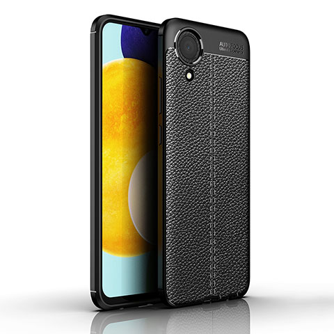 Coque Silicone Gel Motif Cuir Housse Etui pour Samsung Galaxy A03 Core Noir