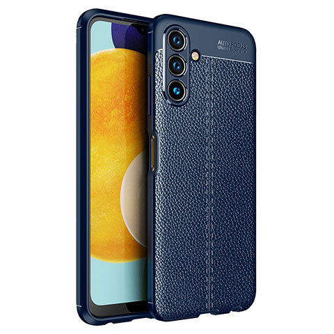 Coque Silicone Gel Motif Cuir Housse Etui pour Samsung Galaxy A04s Bleu