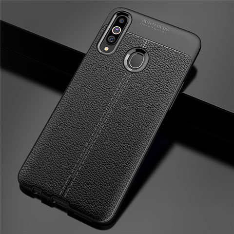 Coque Silicone Gel Motif Cuir Housse Etui pour Samsung Galaxy A20s Noir