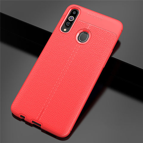 Coque Silicone Gel Motif Cuir Housse Etui pour Samsung Galaxy A20s Rouge