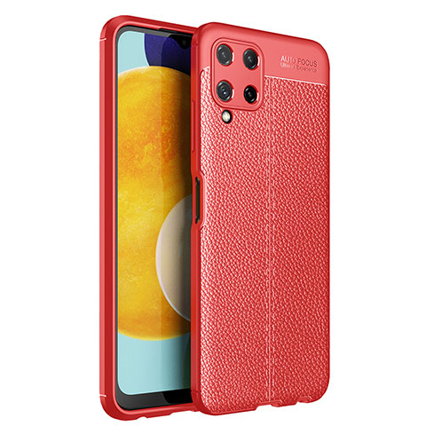 Coque Silicone Gel Motif Cuir Housse Etui pour Samsung Galaxy A22 4G Rouge