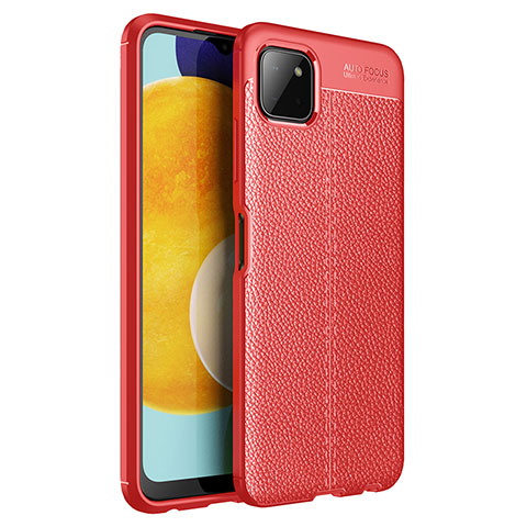 Coque Silicone Gel Motif Cuir Housse Etui pour Samsung Galaxy A22 5G Rouge