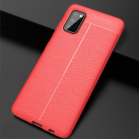 Coque Silicone Gel Motif Cuir Housse Etui pour Samsung Galaxy A41 Rouge