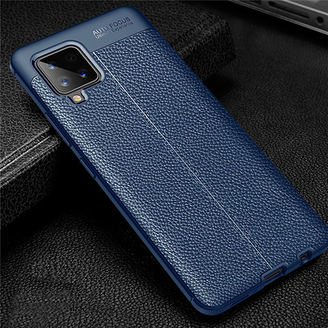 Coque Silicone Gel Motif Cuir Housse Etui pour Samsung Galaxy A42 5G Bleu