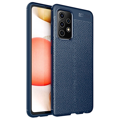 Coque Silicone Gel Motif Cuir Housse Etui pour Samsung Galaxy A52s 5G Bleu