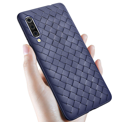 Coque Silicone Gel Motif Cuir Housse Etui pour Samsung Galaxy A70S Bleu