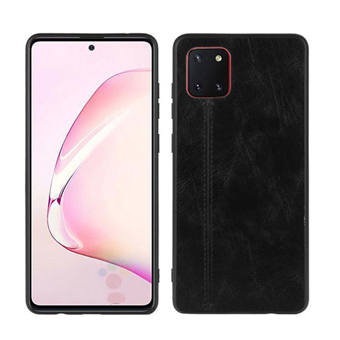 Coque Silicone Gel Motif Cuir Housse Etui pour Samsung Galaxy A81 Noir