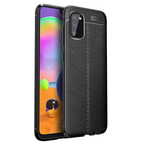 Coque Silicone Gel Motif Cuir Housse Etui pour Samsung Galaxy F02S SM-E025F Noir