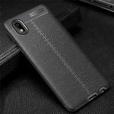 Coque Silicone Gel Motif Cuir Housse Etui pour Samsung Galaxy M01 Core Noir