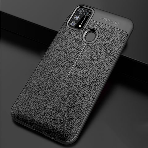 Coque Silicone Gel Motif Cuir Housse Etui pour Samsung Galaxy M21s Noir