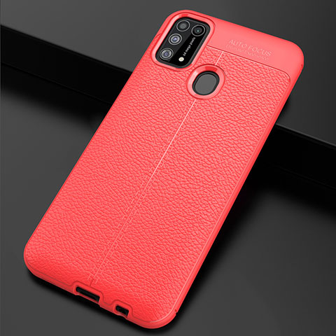 Coque Silicone Gel Motif Cuir Housse Etui pour Samsung Galaxy M31 Rouge