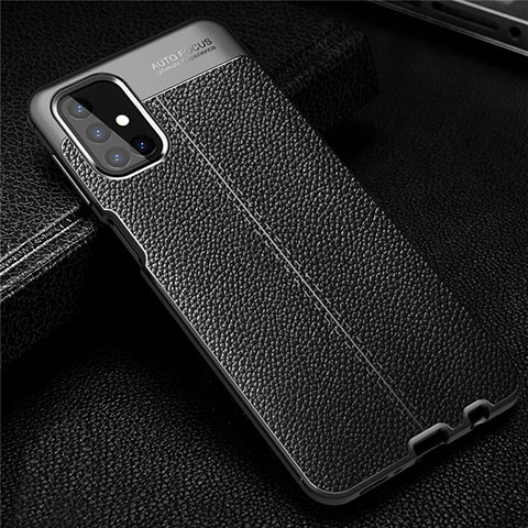 Coque Silicone Gel Motif Cuir Housse Etui pour Samsung Galaxy M31s Noir