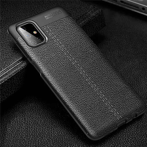 Coque Silicone Gel Motif Cuir Housse Etui pour Samsung Galaxy M51 Noir