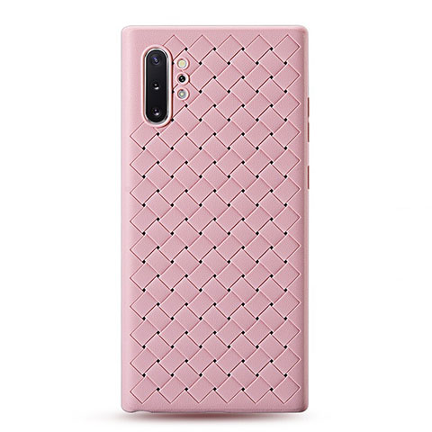 Coque Silicone Gel Motif Cuir Housse Etui pour Samsung Galaxy Note 10 Plus 5G Or Rose