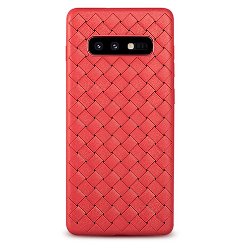 Coque Silicone Gel Motif Cuir Housse Etui pour Samsung Galaxy S10e Rouge