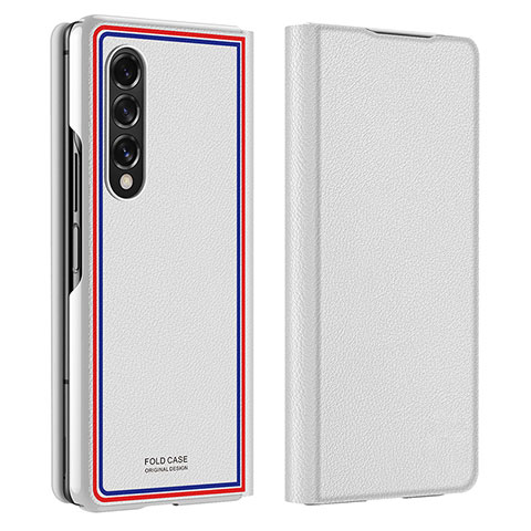 Coque Silicone Gel Motif Cuir Housse Etui pour Samsung Galaxy Z Fold4 5G Gris