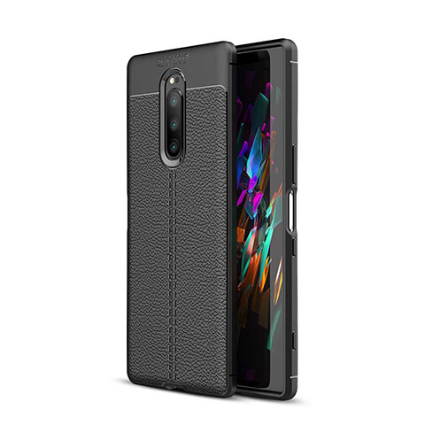 Coque Silicone Gel Motif Cuir Housse Etui pour Sony Xperia 1 Noir