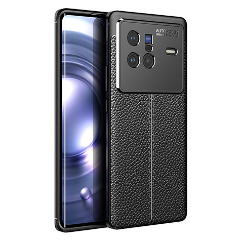 Coque Silicone Gel Motif Cuir Housse Etui pour Vivo X80 5G Noir