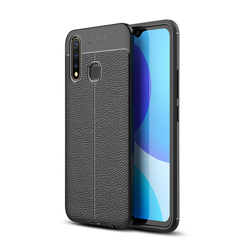 Coque Silicone Gel Motif Cuir Housse Etui pour Vivo Y19 Noir