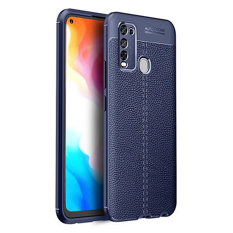 Coque Silicone Gel Motif Cuir Housse Etui pour Vivo Y50 Bleu