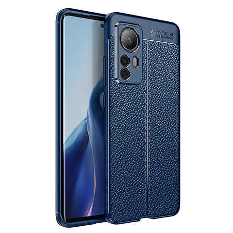 Coque Silicone Gel Motif Cuir Housse Etui pour Xiaomi Mi 12 5G Bleu