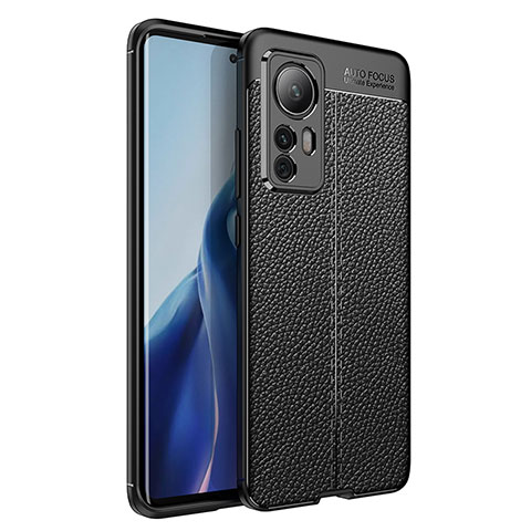 Coque Silicone Gel Motif Cuir Housse Etui pour Xiaomi Mi 12 Lite 5G Noir