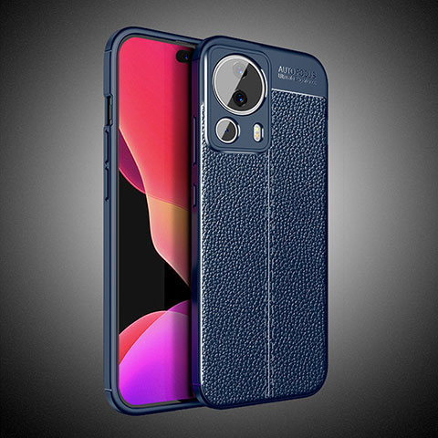 Coque Silicone Gel Motif Cuir Housse Etui pour Xiaomi Mi 12 Lite NE 5G Bleu