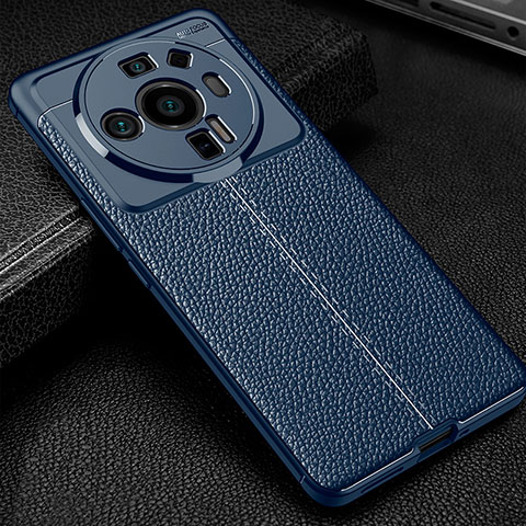 Coque Silicone Gel Motif Cuir Housse Etui pour Xiaomi Mi 12 Ultra 5G Bleu