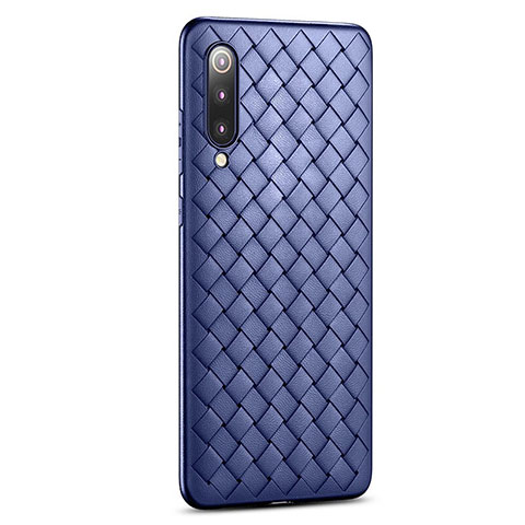 Coque Silicone Gel Motif Cuir Housse Etui pour Xiaomi Mi 9 Bleu