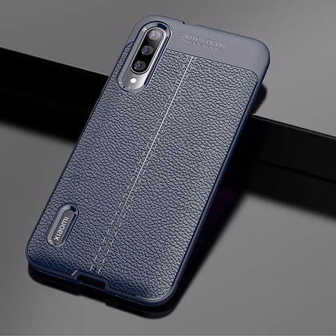 Coque Silicone Gel Motif Cuir Housse Etui pour Xiaomi Mi A3 Bleu